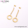 E-665 xuping pendientes de gota de diamante de imitación de diseño de círculo de color oro de acero inoxidable 24k